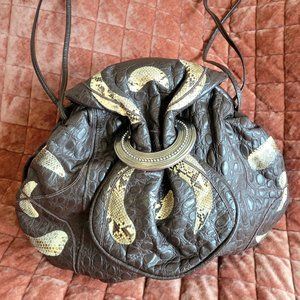 Vitage Genuine Leather & Snake Skin crossbody bag